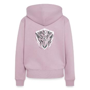 Monochromes Mech-Herz - Frauen Premium Bio Zip Hoodie - Altrosa - Hinten - Julia (174cm)