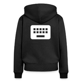 Tastatur | Weiß | Geschenkidee - Frauen Premium Bio Zip Hoodie - Schwarz - Hinten - Julia (174cm)