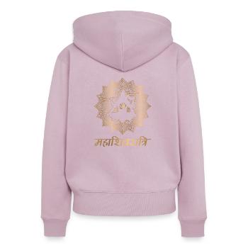 SHIVA MANDALA GOLD - Frauen Premium Bio Zip Hoodie - Altrosa - Hinten - Julia (174cm)