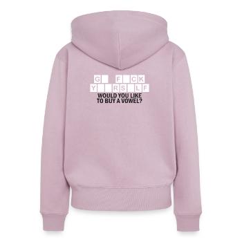 Acheter une voyelle - Sweat à capuche zippé Premium bio Femme - rose poudré - Dos - Julia (174cm)
