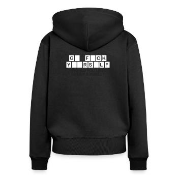 Acheter une voyelle - Sweat à capuche zippé Premium bio Femme - noir - Dos - Julia (174cm)