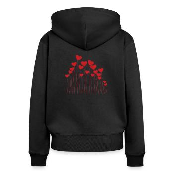 Ballon de cœur - Sweat à capuche zippé Premium bio Femme - noir - Dos - Julia (174cm)