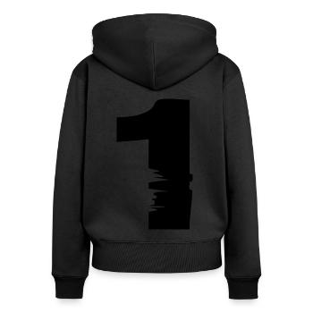 1 chiffre - Sweat à capuche zippé Premium bio Femme - noir - Dos - Julia (174cm)