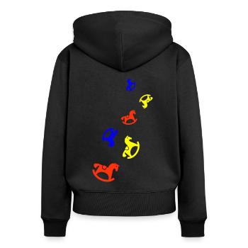Cheval à bascule Jouet Bébé - Sweat à capuche zippé Premium bio Femme - noir - Dos - Julia (174cm)