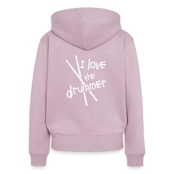 I love the Drummer - Women's Premium Organic Zip Hoodie - dusky pink - Back - Julia (174cm)