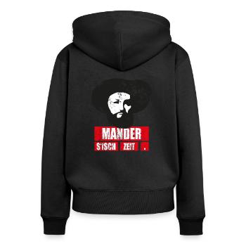 Andreas Hofer Mander s'isch Zeit Dialekt Shirt - Frauen Premium Bio Zip Hoodie - Schwarz - Hinten - Julia (174cm)