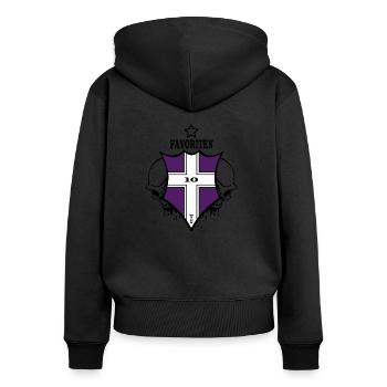 Wien Favoriten - Frauen Premium Bio Zip Hoodie - Schwarz - Hinten - Julia (174cm)