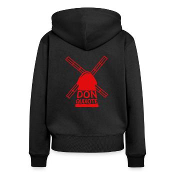 don Quichotte - Sweat à capuche zippé Premium bio Femme - noir - Dos - Julia (174cm)