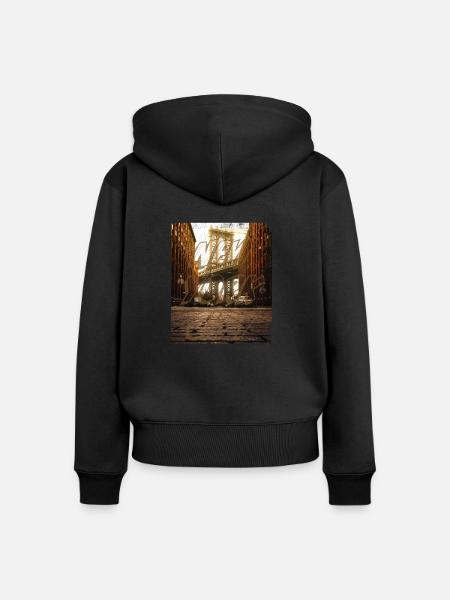 Brooklyn Ney York - Frauen Premium Bio Zip Hoodie - Schwarz