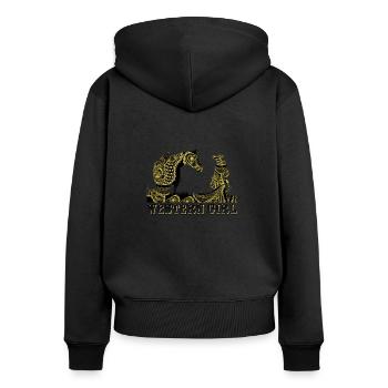 Fille occidentale - Sweat à capuche zippé Premium bio Femme - noir - Dos - Julia (174cm)