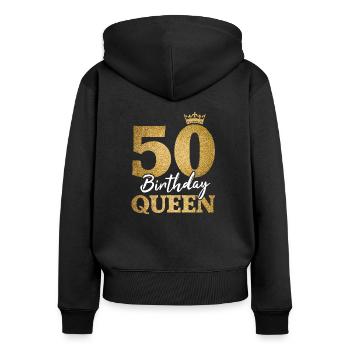 50 Birthday Queen 50. Geburtstag Frauen 50 Jahre - Frauen Premium Bio Zip Hoodie - Schwarz - Hinten - Julia (174cm)