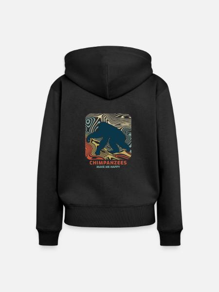 Schimpanse - Frauen Premium Bio Zip Hoodie - Schwarz