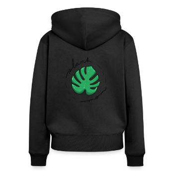 plantmom fleur mère Monstera feuille - Sweat à capuche zippé Premium bio Femme - noir - Dos - Julia (174cm)