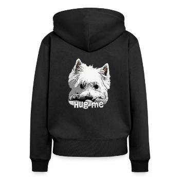 Westie Hug Me Hug me West Highland Terrier - Sweat à capuche zippé Premium bio Femme - noir - Dos - Julia (174cm)