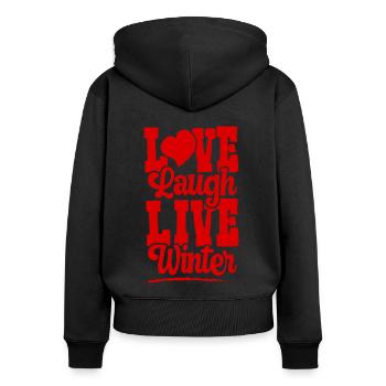Love Live Winter - Sweat à capuche zippé Premium bio Femme - noir - Dos - Julia (174cm)