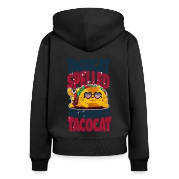 Taco - Frauen Premium Bio Zip Hoodie - Schwarz - Hinten - Julia (174cm)