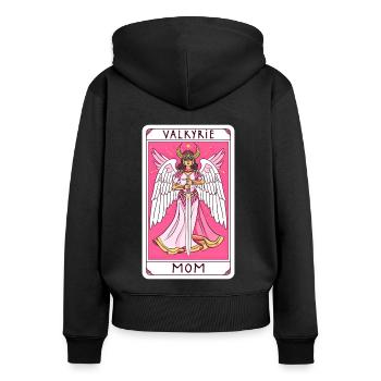Valkyrie Mom Viking Card - Women's Premium Organic Zip Hoodie - black - Back - Julia (174cm)