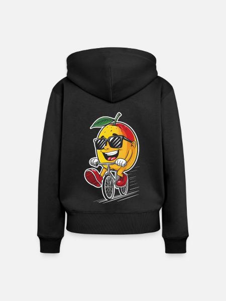 Mango Radfahren auf Fahrrad-Geschenk - Frauen Premium Bio Zip Hoodie - Schwarz