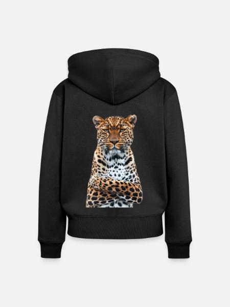 Leopard - Frauen Premium Bio Zip Hoodie - Schwarz