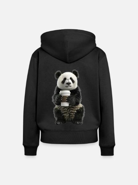 Panda - Frauen Premium Bio Zip Hoodie - Schwarz