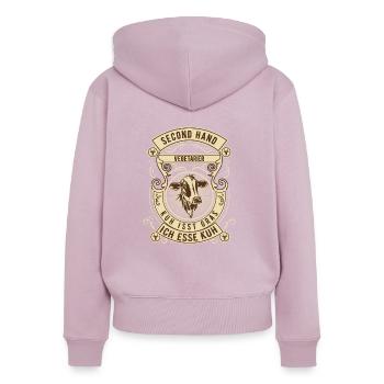 Second Hand Vegetarier - Kuh - Frauen Premium Bio Zip Hoodie - Altrosa - Hinten - Julia (174cm)