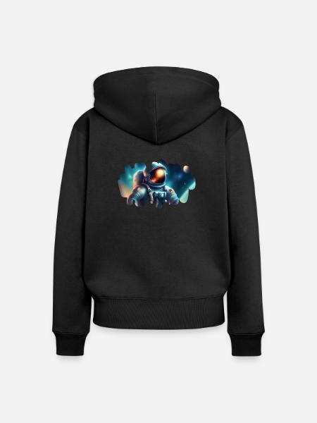 Astronaut im Kosmos - Frauen Premium Bio Zip Hoodie - Schwarz