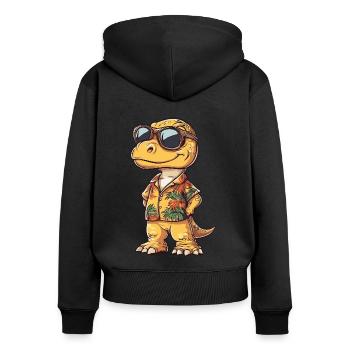 Dinosaurier brontosaurus Sommer - Frauen Premium Bio Zip Hoodie - Schwarz - Hinten - Julia (174cm)