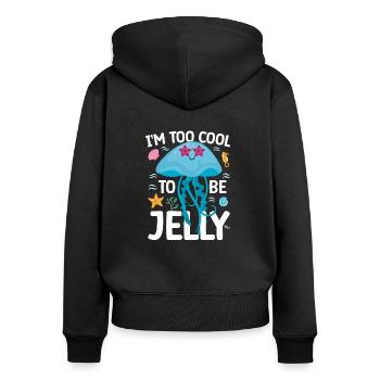 Drôle de méduse - Sweat à capuche zippé Premium bio Femme - noir - Dos - Julia (174cm)
