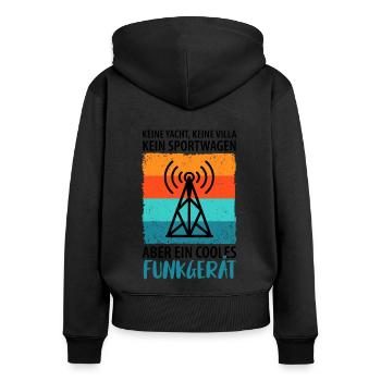 Amateurfunk Funker Funkgerät Funkamateur Vintage - Frauen Premium Bio Zip Hoodie - Schwarz - Hinten - Julia (174cm)