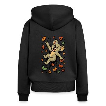 Bloc Koala Ours Escalade Cadeau Rétro - Sweat à capuche zippé Premium bio Femme - noir - Dos - Julia (174cm)