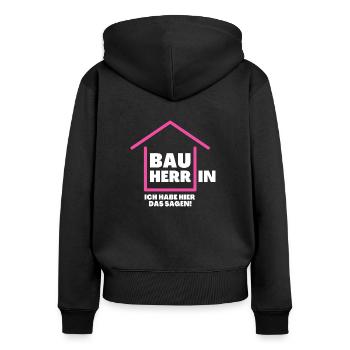 Bauherrin Bau Hausbau Frau Bau Herr Haus bauen - Women's Premium Organic Zip Hoodie - black - Back - Julia (174cm)