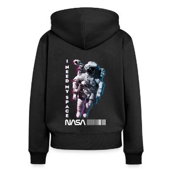 NASA Astronaut With Funny Quote I Need My Space - Women's Premium Organic Zip Hoodie - black - Back - Julia (174cm)