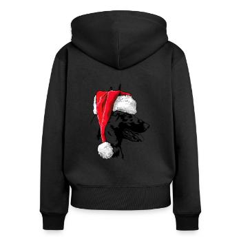 Santa Malinois Christmas St. Nicholas Dogs Wilsigns - Women's Premium Organic Zip Hoodie - black - Back - Julia (174cm)