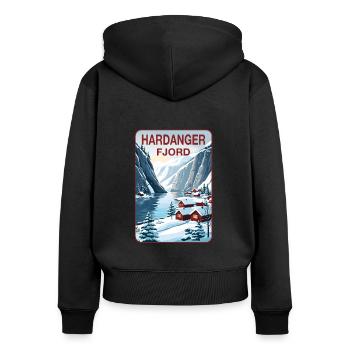 Hardanger Fjord - Women's Premium Organic Zip Hoodie - black - Back - Julia (174cm)