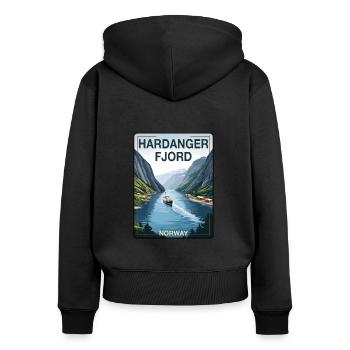 Hardanger Fjord Norway - Women's Premium Organic Zip Hoodie - black - Back - Julia (174cm)