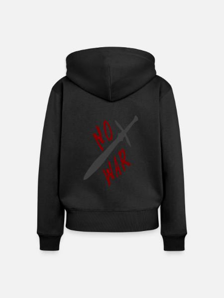Frieden, kein Krieg - Frauen Premium Bio Zip Hoodie - Schwarz