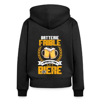 Cadeau Drôle Beauf Bière Humour Alcool Binouze - Sweat à capuche zippé Premium bio Femme - noir - Dos - Julia (174cm)