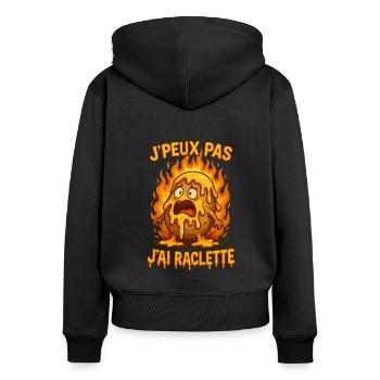 Je peux pas j'ai raclette - Sweat à capuche zippé Premium bio Femme - noir - Dos - Julia (174cm)