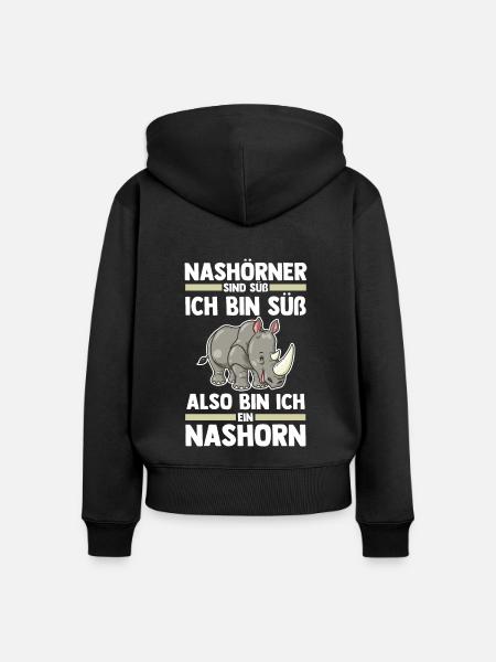 Nashorn - Frauen Premium Bio Zip Hoodie - Schwarz