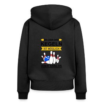 Kegeln Kegelbahn Kegelverein Kugel Geschenk - Frauen Premium Bio Zip Hoodie - Schwarz - Hinten - Julia (174cm)