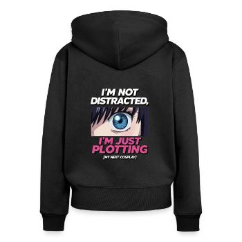 Cosplay Otaku Anime und Manga Addict - Frauen Premium Bio Zip Hoodie - Schwarz - Hinten - Julia (174cm)