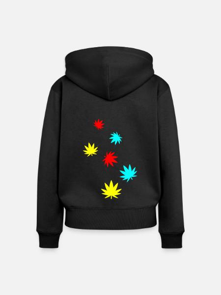 Hanf Blatt Icon - Frauen Premium Bio Zip Hoodie - Schwarz
