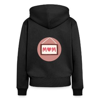 Mama, Mutti, Mom oder Muttertag - Frauen Premium Bio Zip Hoodie - Schwarz - Hinten - Julia (174cm)