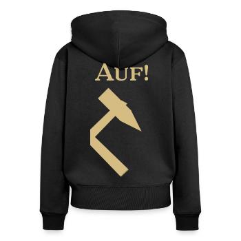 Partnershirt - Glück Auf! - Auf - Frauen Premium Bio Zip Hoodie - Schwarz - Hinten - Julia (174cm)