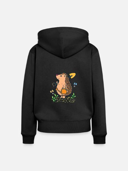 Hérisson dans le jardin - Sweat à capuche zippé Premium bio Femme - noir
