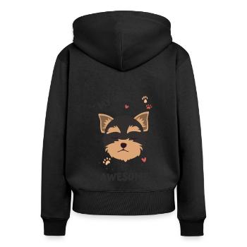 My Dog thinks I am awesome | Yorkshire Terrier - Frauen Premium Bio Zip Hoodie - Schwarz - Hinten - Julia (174cm)