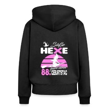 88 Jahre Geburtstag Frau Hexe Süß Süss Jahrestag - Frauen Premium Bio Zip Hoodie - Schwarz - Hinten - Julia (174cm)