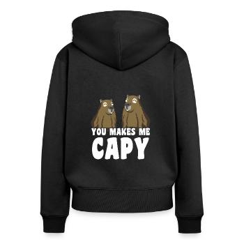 You makes me Capy Capybara saying - Women's Premium Organic Zip Hoodie - black - Back - Julia (174cm)