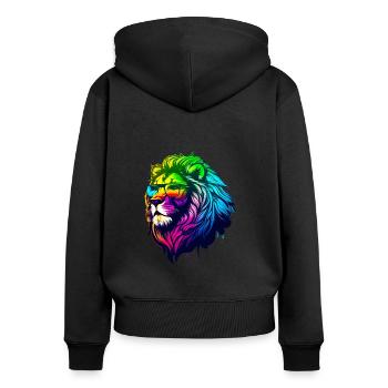 Lion à lunette - Sweat à capuche zippé Premium bio Femme - noir - Dos - Julia (174cm)