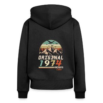 1974 Vintage Retro Geburtstag Vintage Geschenk - Frauen Premium Bio Zip Hoodie - Schwarz - Hinten - Julia (174cm)
